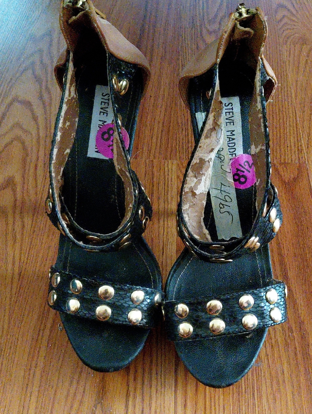 Steve Madden Black Studded Open-Toe Heels
